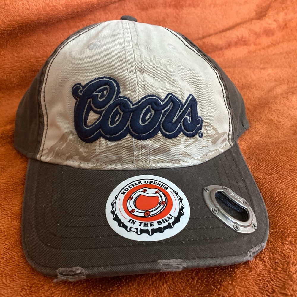 Coors Beige and Brown Men's Hat with Bottle Opener